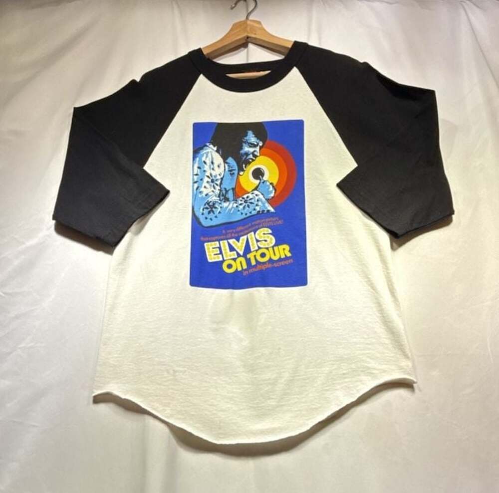 Elvis Presley Elvis On Tour Graphic Baseball Raglan T-Shirt by Steady